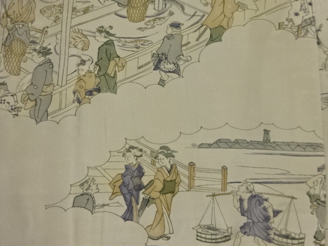 JAPANESE KIMONO / ANTIQUE MENS HAORI  FISH CAGE (lining)